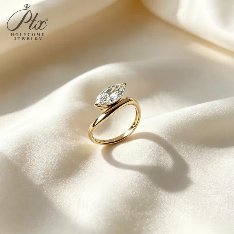 1-2ct Marquise Lab Grown Diamond Ring D Color VVS1 14K Gold Plated IGI - Image 8