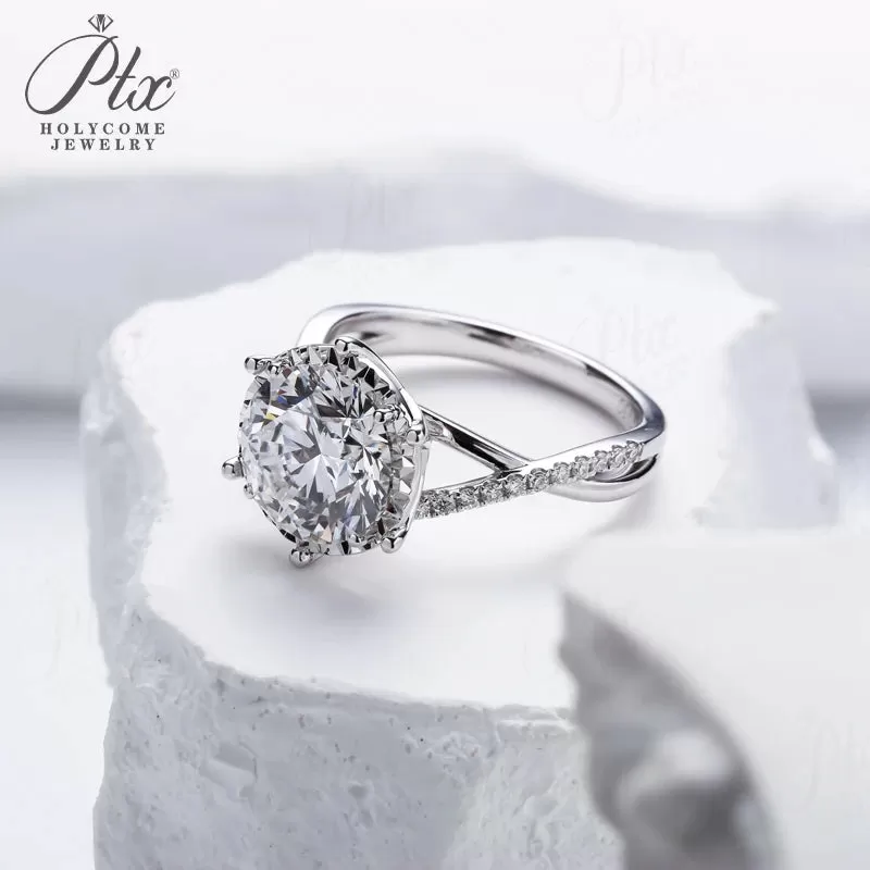 1ct Round Lab Grown Diamond Ring D Color VVS1 925 Sterling Silver GRA - Image 2
