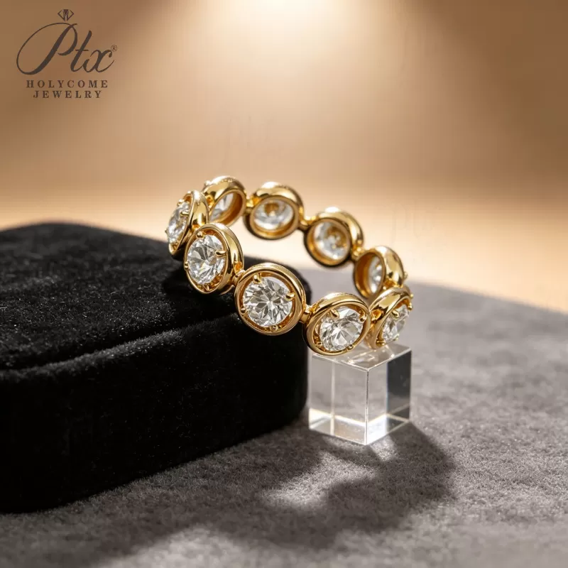 1ct Round Lab Grown Diamond Ring D Color VVS1 14K Gold Plated IGI - Image 2