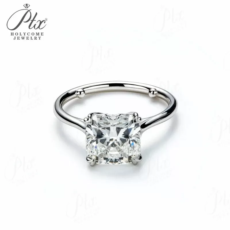 1ct Cushion Lab Grown Diamond Ring D Color VVS1 925 Sterling Silver GRA - Image 3