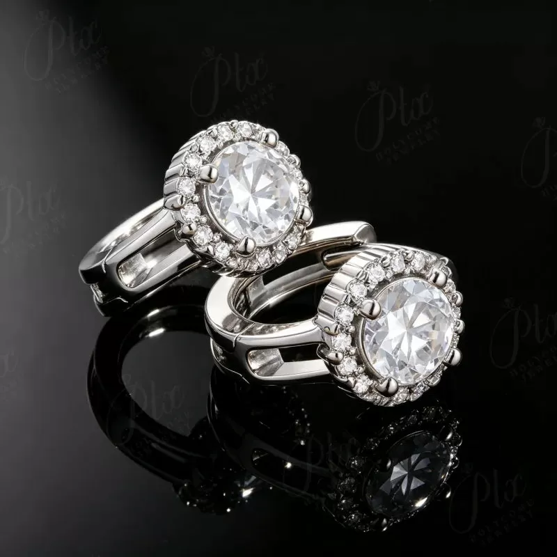 12ct Round Moissanite Stud Earrings D Color VVS1 925 Sterling Silver GRA