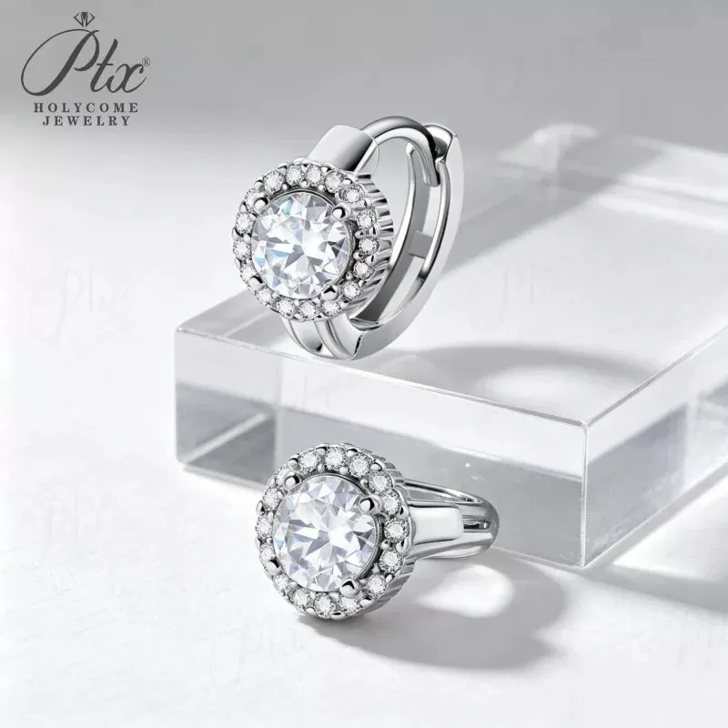 12ct Round Moissanite Stud Earrings D Color VVS1 925 Sterling Silver GRA - Image 4