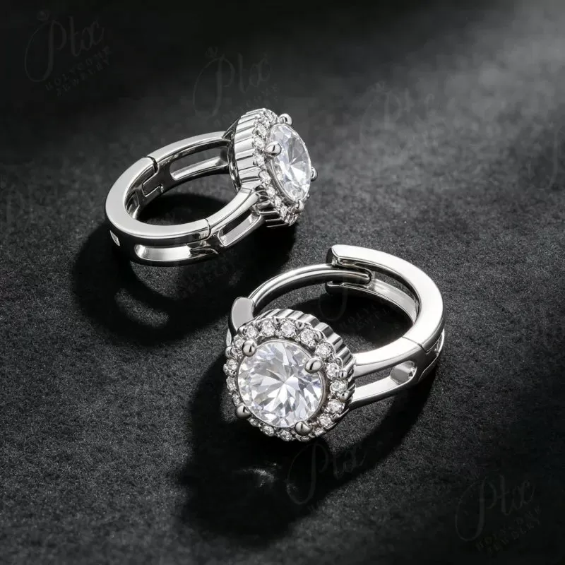 12ct Round Moissanite Stud Earrings D Color VVS1 925 Sterling Silver GRA - Image 5
