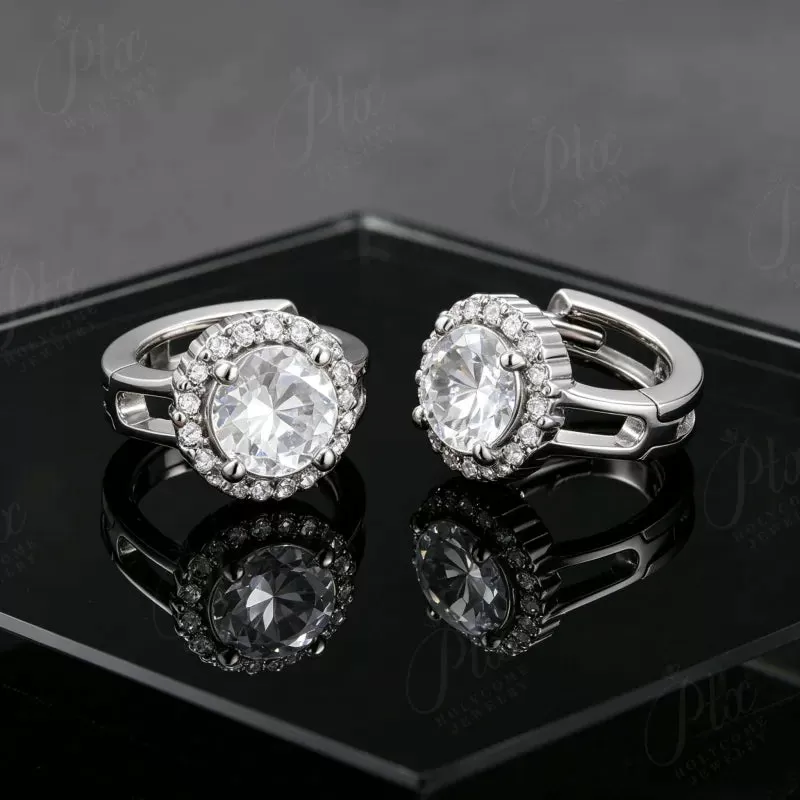 12ct Round Moissanite Stud Earrings D Color VVS1 925 Sterling Silver GRA - Image 6