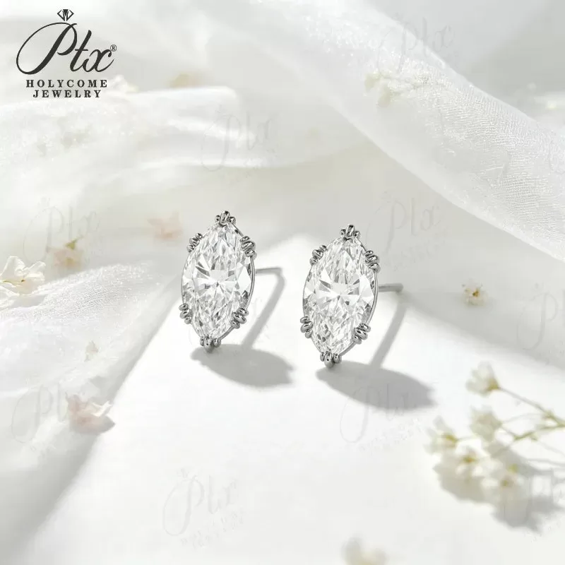1-2ct Marquise Moissanite Stud Earrings D Color VVS1 925 Sterling Silver GRA - Image 3