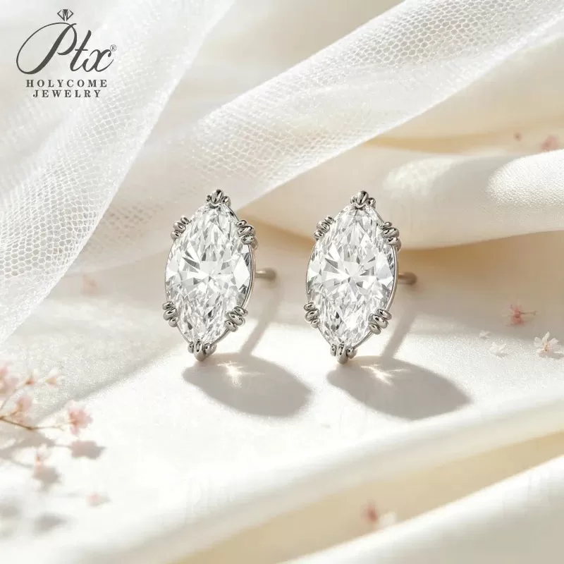 1-2ct Marquise Moissanite Stud Earrings D Color VVS1 925 Sterling Silver GRA - Image 6