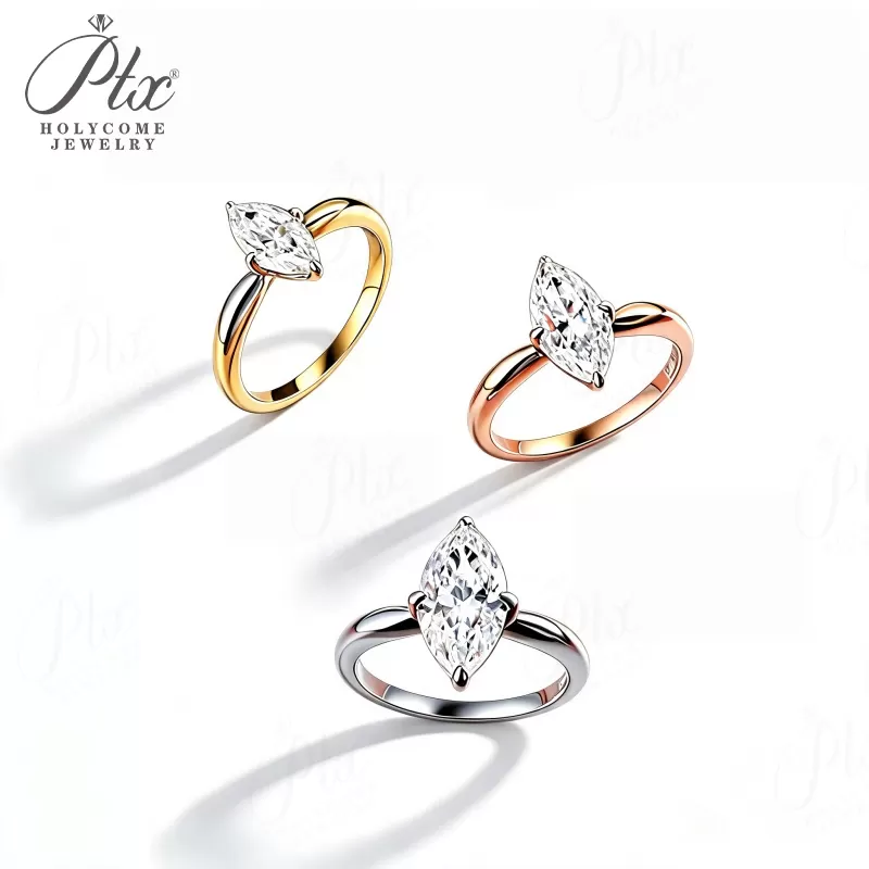 1-3ct Marquise Moissanite Ring D Color VVS1 925 Sterling Silver GRA