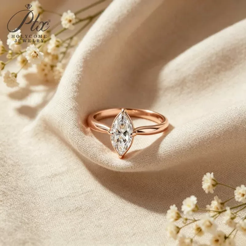 1-3ct Marquise Moissanite Ring D Color VVS1 925 Sterling Silver GRA - Image 3