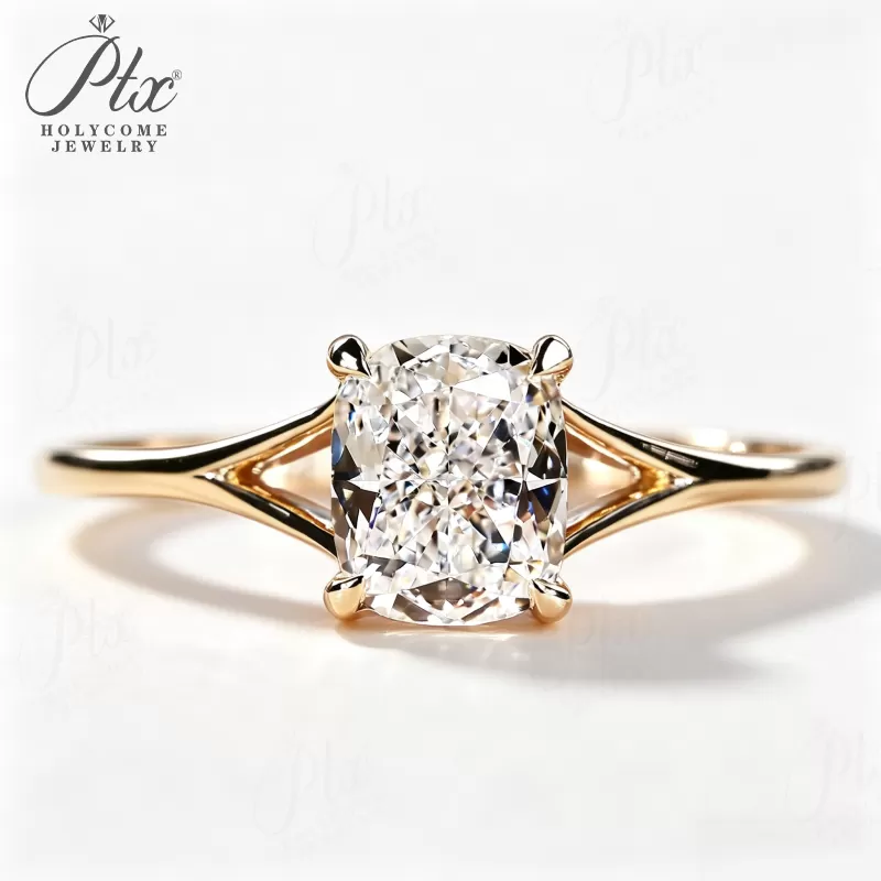 1-3ct Cushion Lab Grown Diamond Ring D Color VVS1 925 Sterling Silver IGI