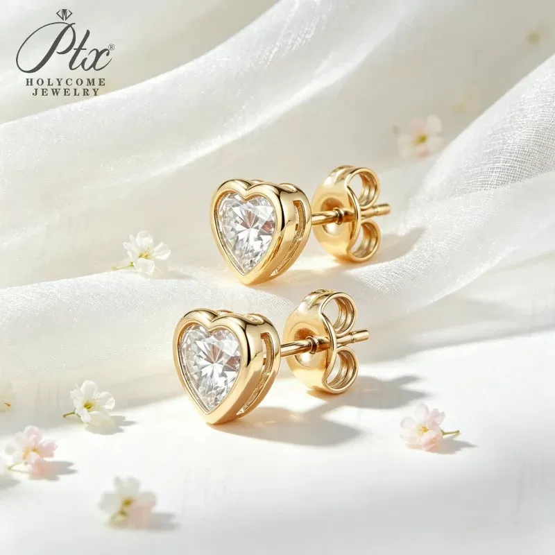 1-4ct Heart Moissanite Stud Earrings D Color VVS1 925 Sterling Silver GRA - Image 3