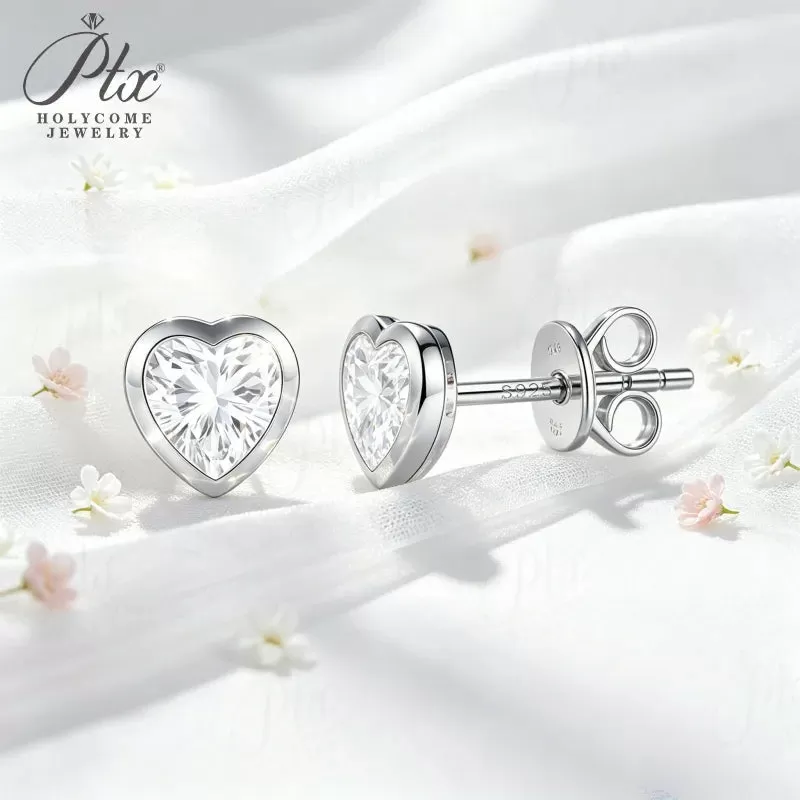 1-4ct Heart Moissanite Stud Earrings D Color VVS1 925 Sterling Silver GRA - Image 6