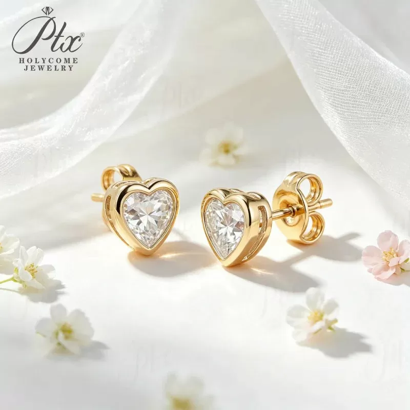 1-4ct Heart Moissanite Stud Earrings D Color VVS1 925 Sterling Silver GRA - Image 7