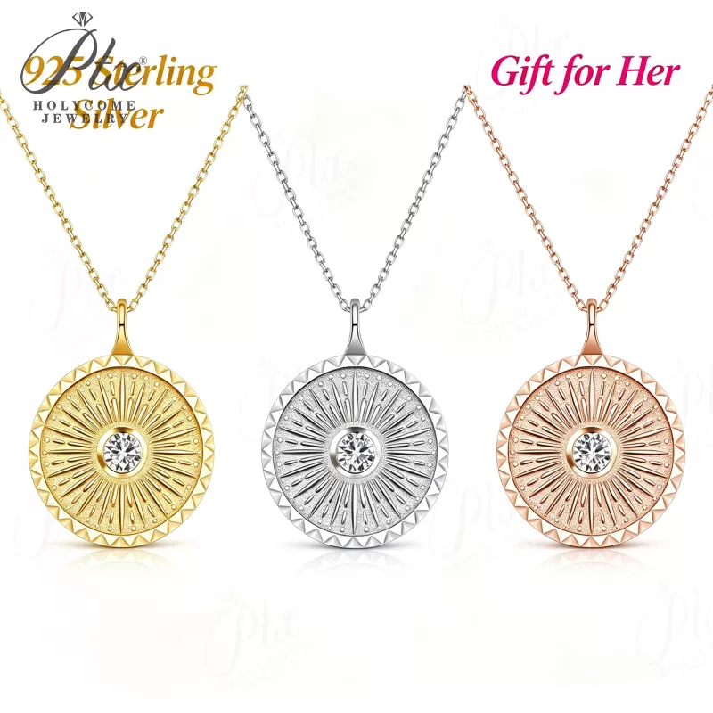0.3ct Round Moissanite Pendant Necklace D Color VVS1 925 Sterling Silver GRA