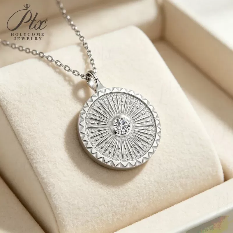 0.3ct Round Moissanite Pendant Necklace D Color VVS1 925 Sterling Silver GRA - Image 2