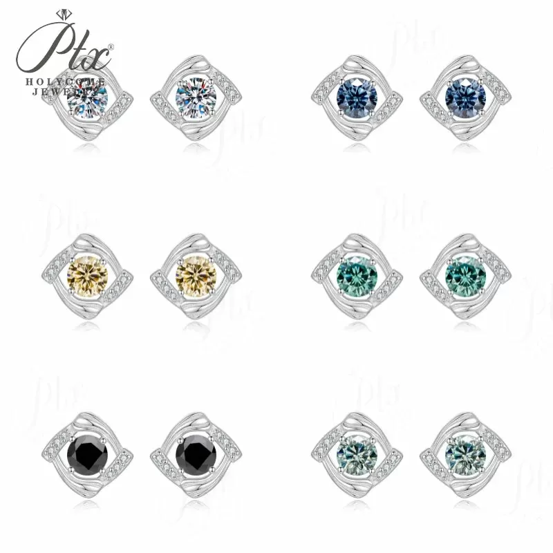 1ct Round Moissanite Stud Earrings D Color VVS1 925 Sterling Silver GRA - Image 2