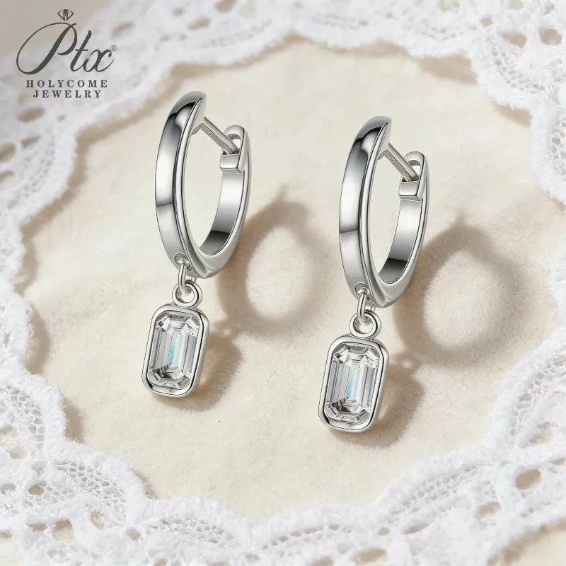 1ct Emerald Moissanite Stud Earrings D Color VVS1 925 Sterling Silver GRA - Image 5