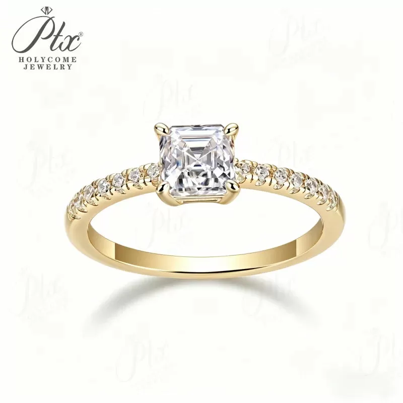 1ct Asscher Moissanite Ring D Color VVS1 925 Sterling Silver GRA - Image 9