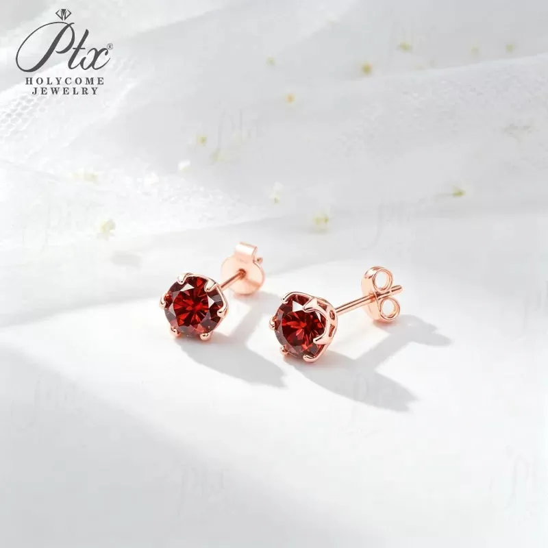1ct Round Moissanite Stud Earrings D Color VVS1 925 Sterling Silver GRA