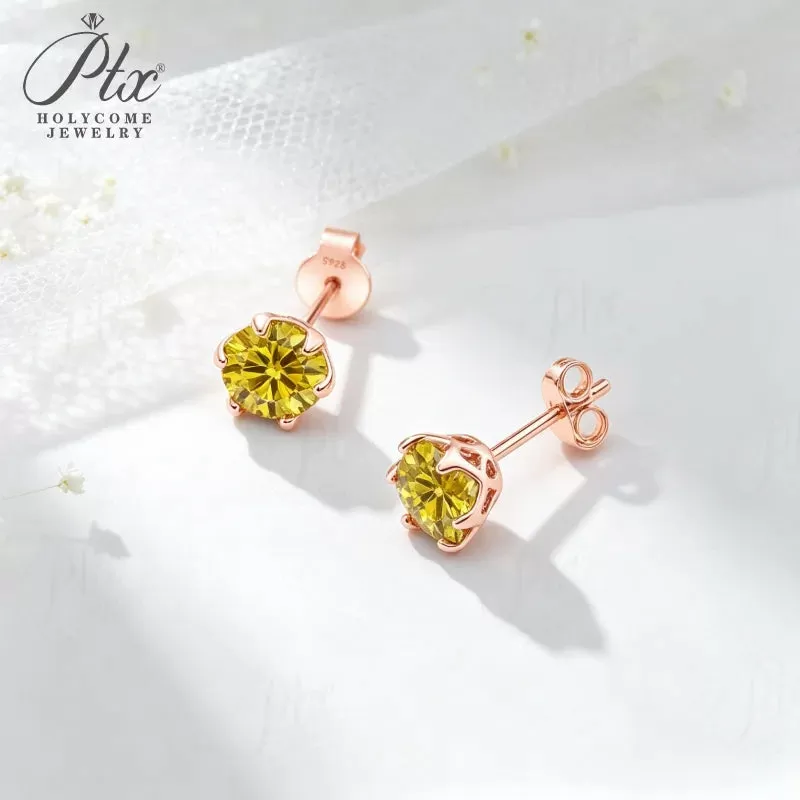 1ct Round Moissanite Stud Earrings D Color VVS1 925 Sterling Silver GRA - Image 6