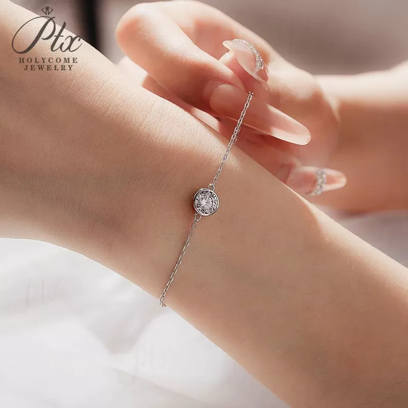 1ct Round Moissanite Bracelet D Color VVS1 925 Sterling Silver GRA - Image 4