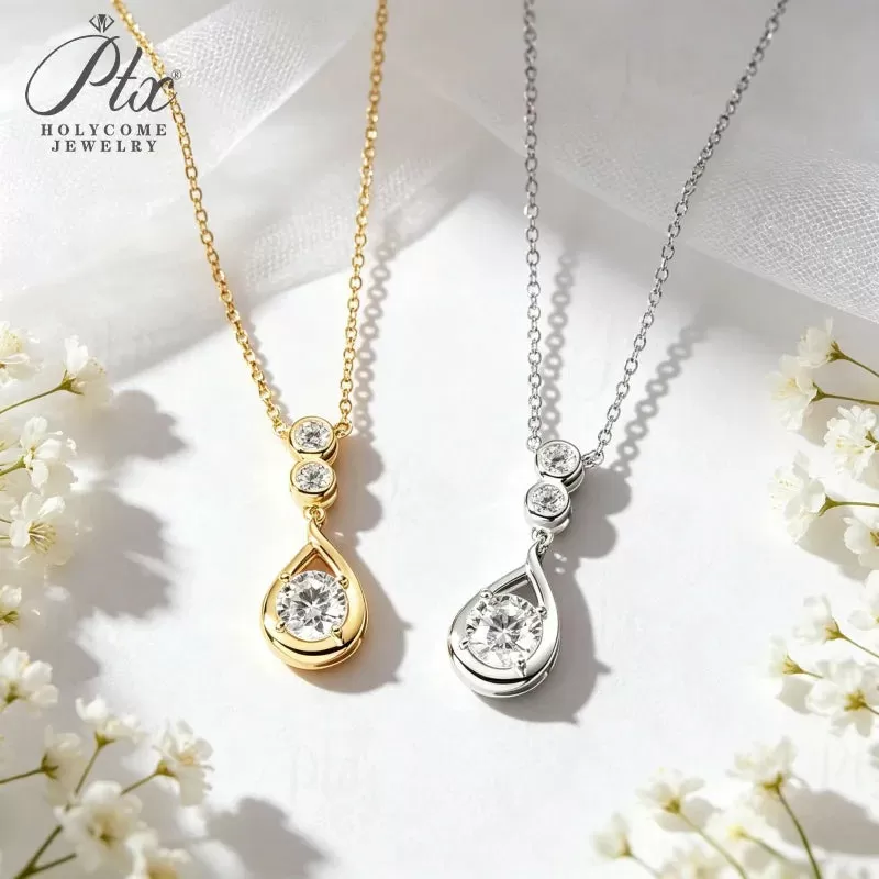 1ct Round Moissanite Pendant Necklace D Color VVS1 925 Sterling Silver GRA