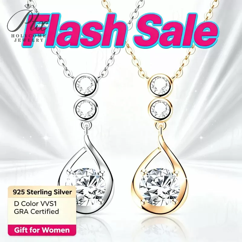 1ct Round Moissanite Pendant Necklace D Color VVS1 925 Sterling Silver GRA - Image 2