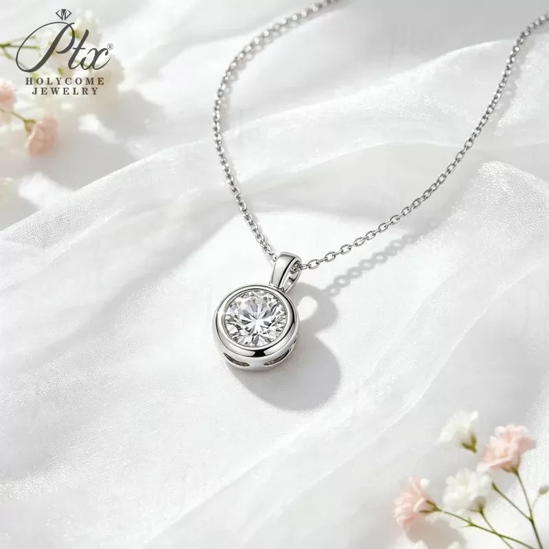 1ct Round Moissanite Pendant Necklace D Color VVS1 925 Sterling Silver GRA - Image 7