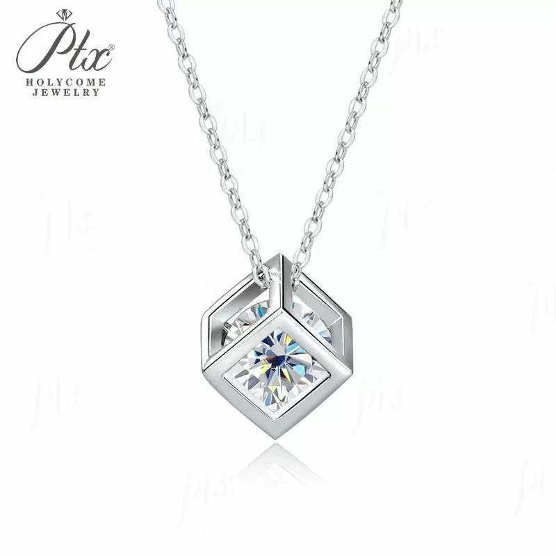0.5-1ct Round Moissanite Pendant Necklace D Color VVS1 925 Sterling Silver GRA - Image 8
