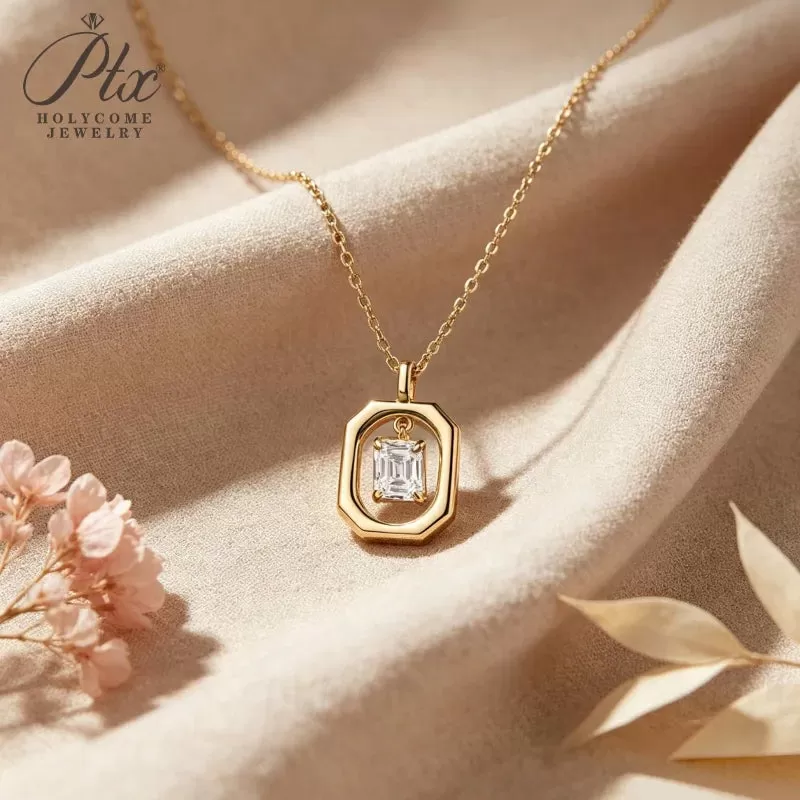 1ct Emerald Moissanite Pendant Necklace D Color VVS1 925 Sterling Silver GRA - Image 6