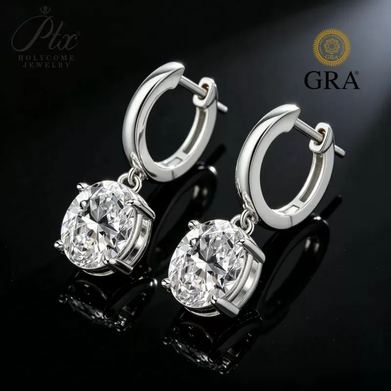 24ct Round Moissanite Stud Earrings D Color VVS1 925 Sterling Silver GRA