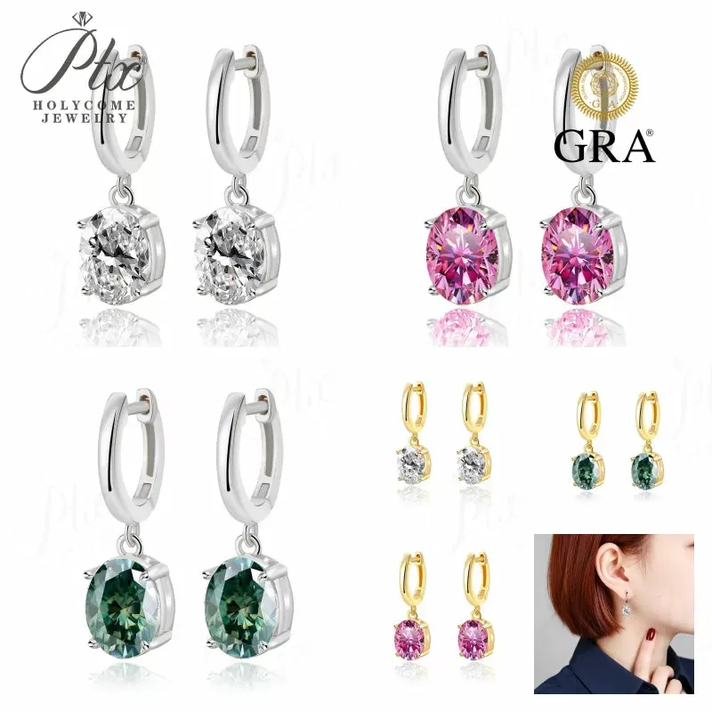 24ct Round Moissanite Stud Earrings D Color VVS1 925 Sterling Silver GRA - Image 2