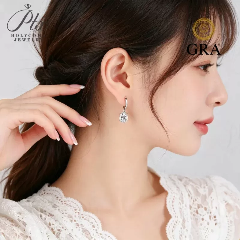 24ct Round Moissanite Stud Earrings D Color VVS1 925 Sterling Silver GRA - Image 3