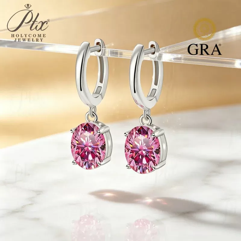 24ct Round Moissanite Stud Earrings D Color VVS1 925 Sterling Silver GRA - Image 6