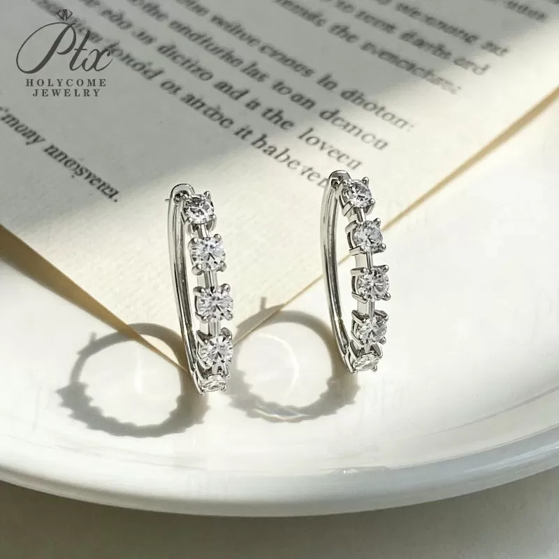 2ct Round Moissanite Stud Earrings D Color VVS1 925 Sterling Silver GRA - Image 5