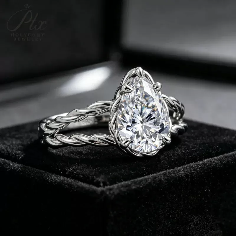 2ct Round Moissanite Ring D Color VVS1 925 Sterling Silver GRA - Image 2