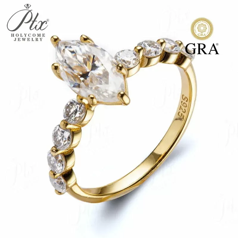 2ct Marquise Moissanite Ring D Color VVS1 925 Sterling Silver GRA