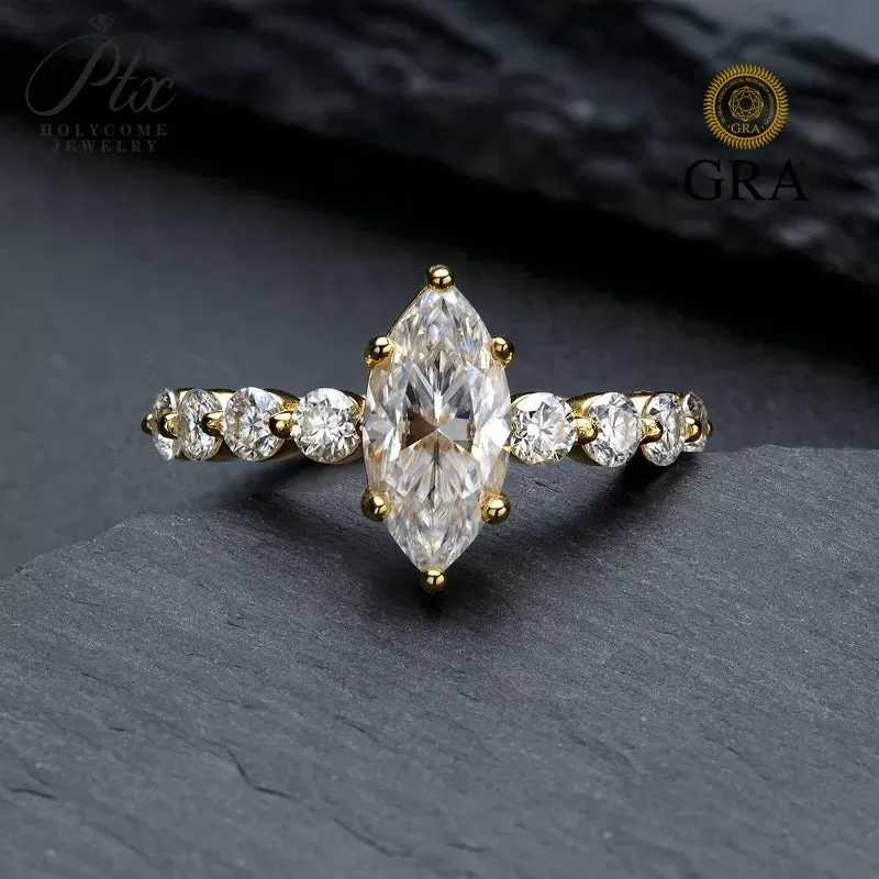 2ct Marquise Moissanite Ring D Color VVS1 925 Sterling Silver GRA - Image 5