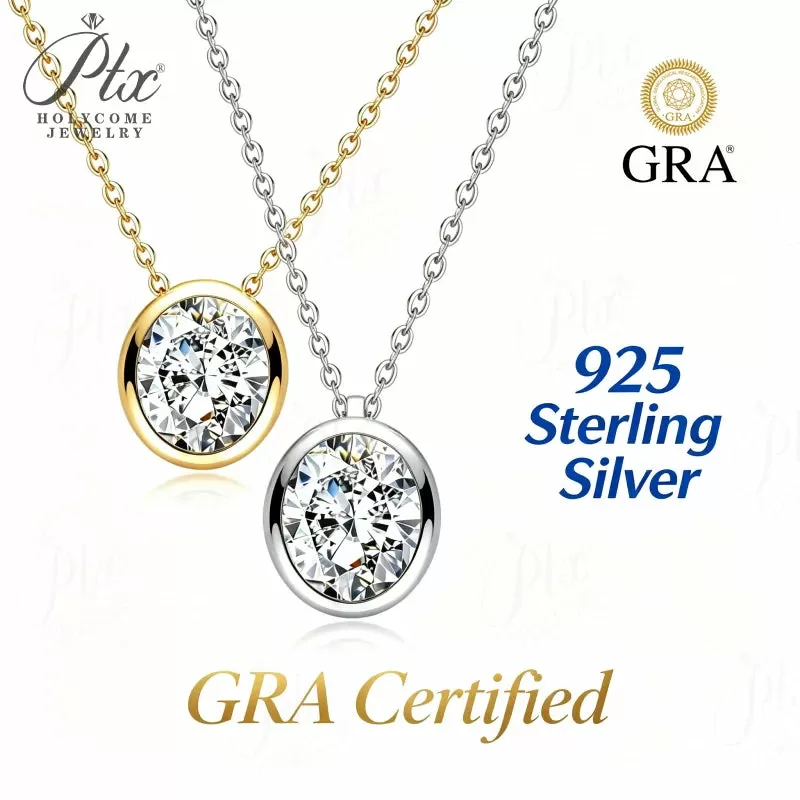 0.5-3ct Round Moissanite Pendant Necklace D Color VVS1 925 Sterling Silver GRA - Image 2
