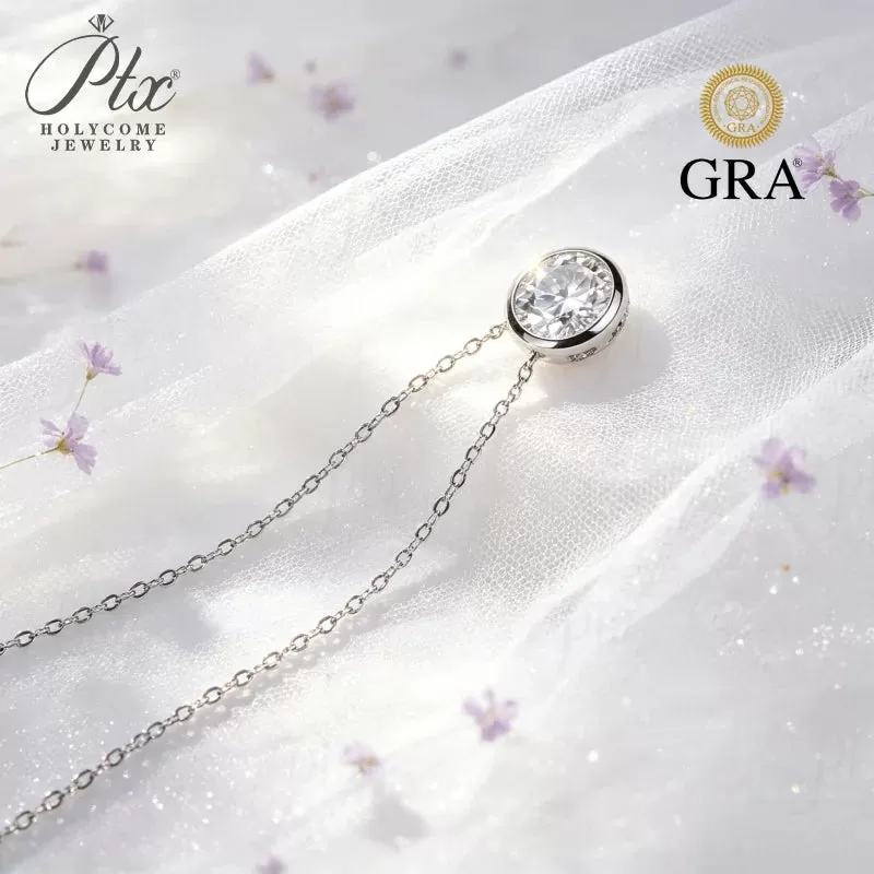 0.5-3ct Round Moissanite Pendant Necklace D Color VVS1 925 Sterling Silver GRA - Image 3