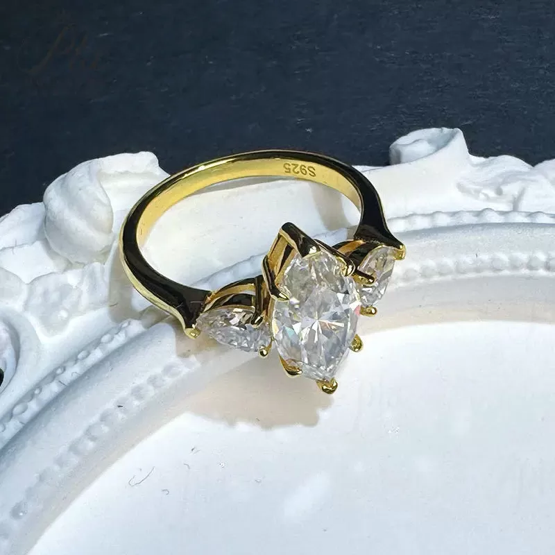 3ct Marquise Moissanite Ring D Color VVS1 925 Sterling Silver GRA - Image 4