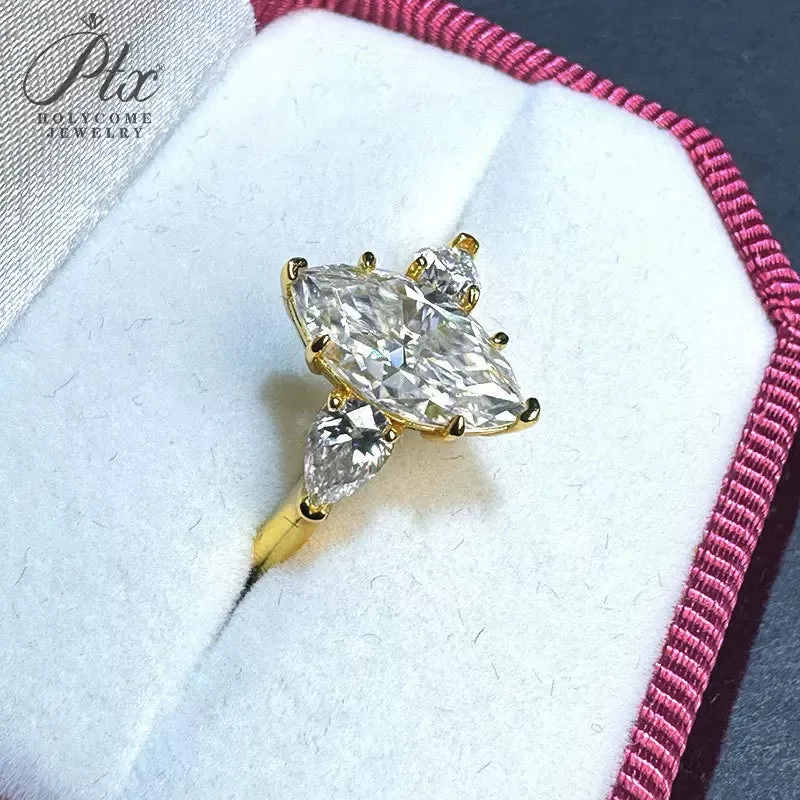 3ct Marquise Moissanite Ring D Color VVS1 925 Sterling Silver GRA - Image 5