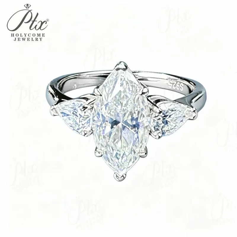 3ct Marquise Moissanite Ring D Color VVS1 925 Sterling Silver GRA - Image 7