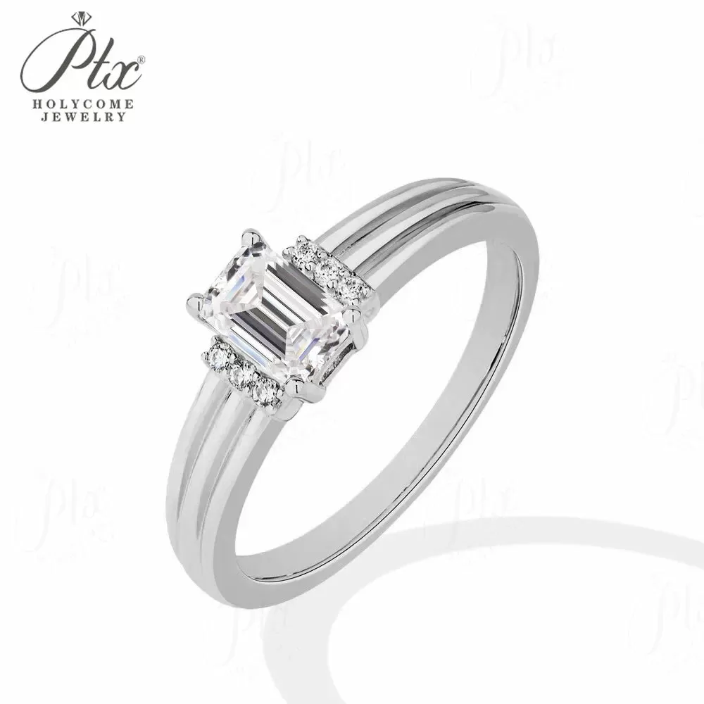 1ct Emerald Moissanite Ring D Color VVS1 925 Sterling Silver GRA - Image 14