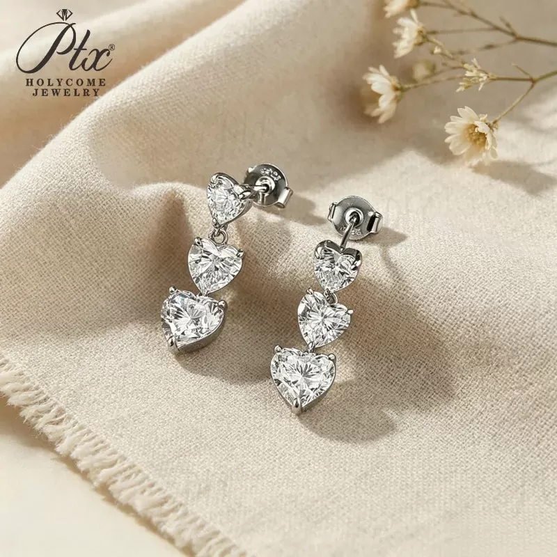 5ct Heart Moissanite Stud Earrings D Color VVS1 925 Sterling Silver GRA - Image 3