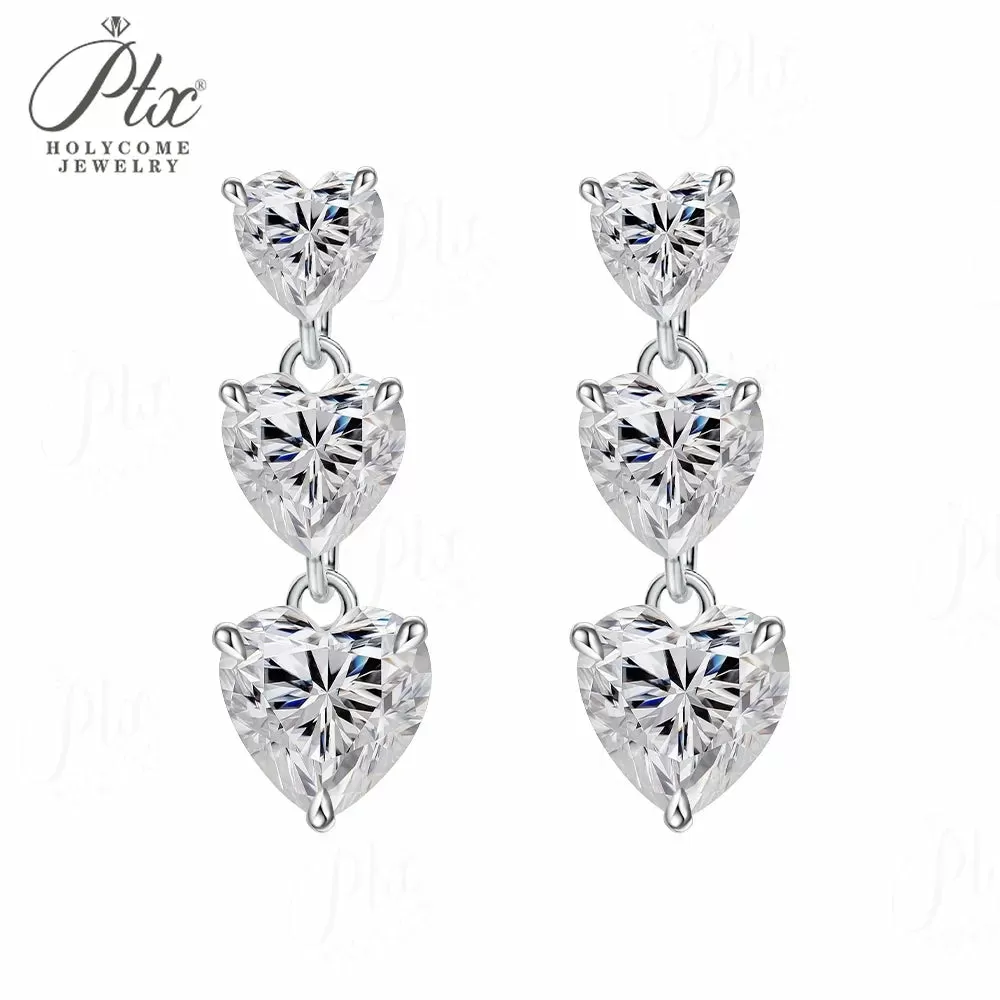 5ct Heart Moissanite Stud Earrings D Color VVS1 925 Sterling Silver GRA - Image 7