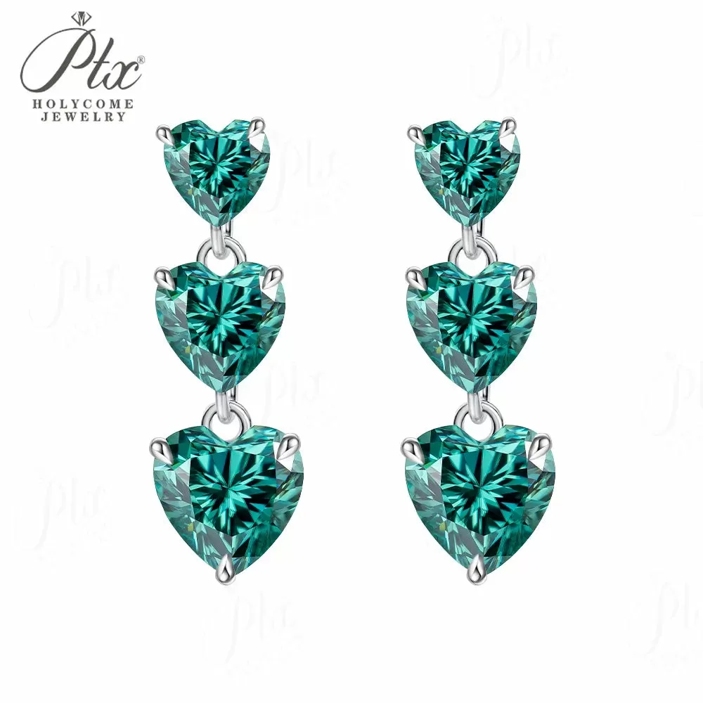 5ct Heart Moissanite Stud Earrings D Color VVS1 925 Sterling Silver GRA - Image 9