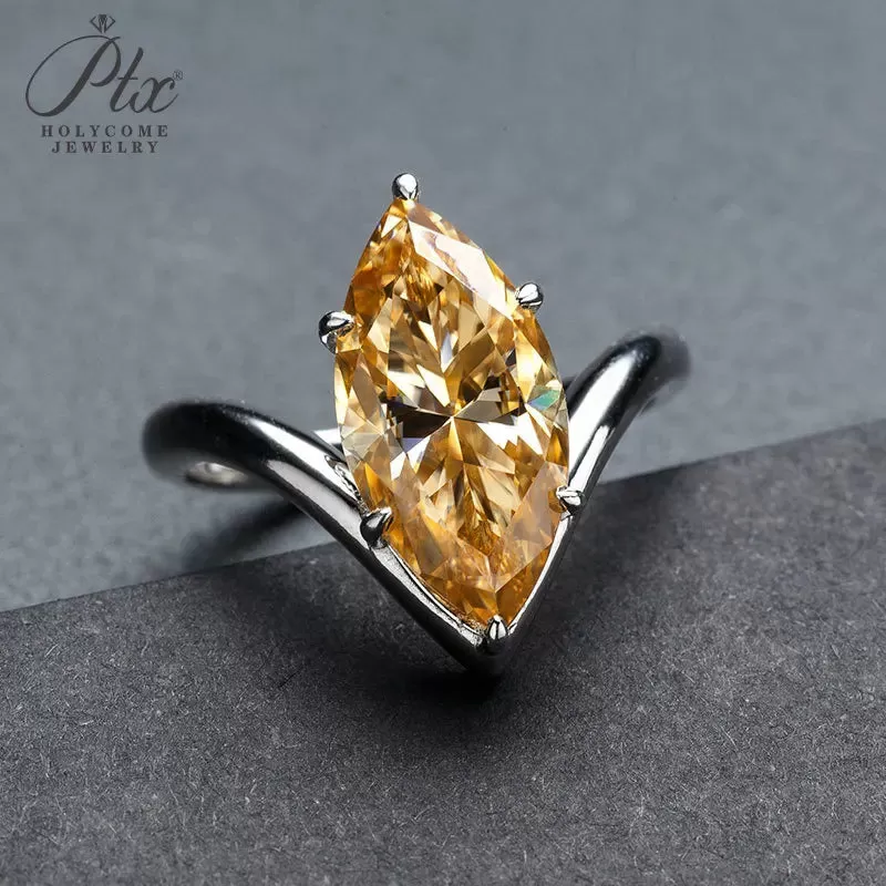 5ct Marquise Moissanite Ring D Color VVS1 925 Sterling Silver GRA - Image 2