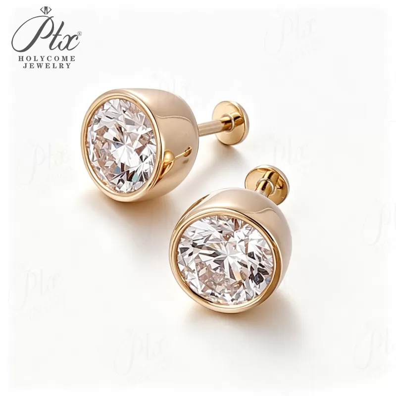 0.5ct Round Lab Grown Diamond Stud Earrings D Color VVS1 925 Sterling Silver GRA - Image 2
