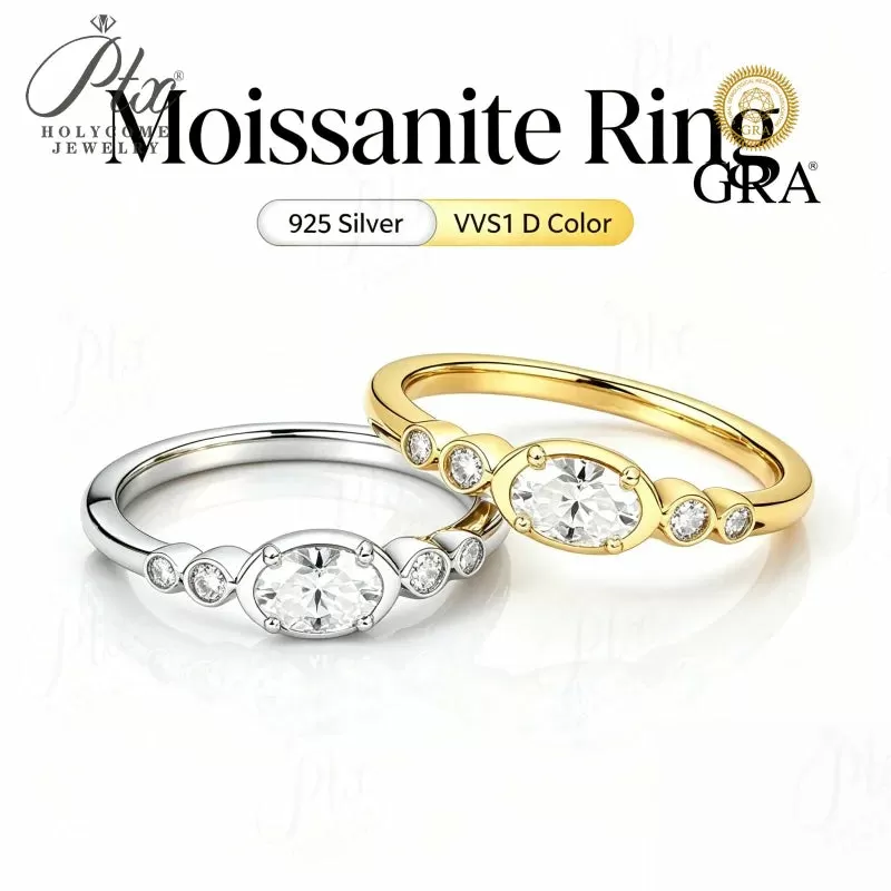 0.5ct Round Moissanite Ring D Color VVS1 925 Sterling Silver GRA - Image 2