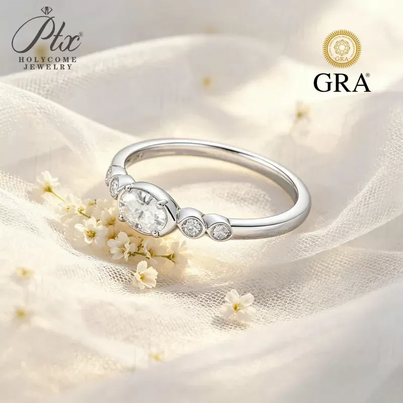 0.5ct Round Moissanite Ring D Color VVS1 925 Sterling Silver GRA - Image 5